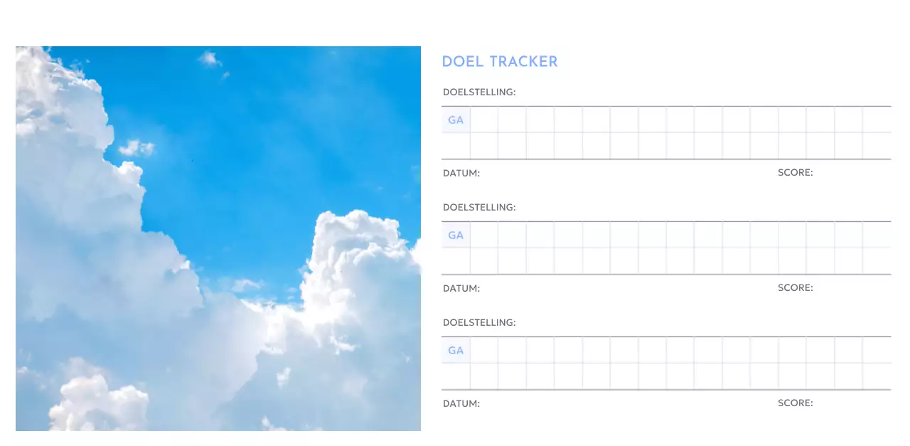 Photo goal tracker kalender met een vleugje blauw