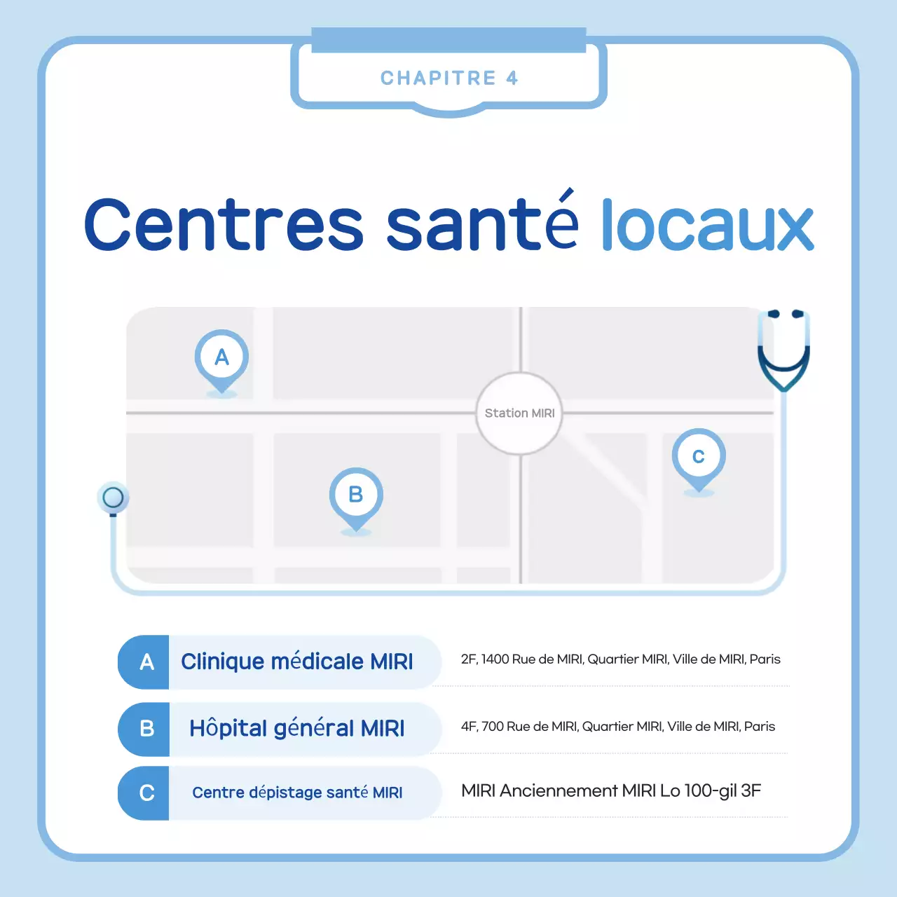 Avis de bilan de santé simple en bleu clair
