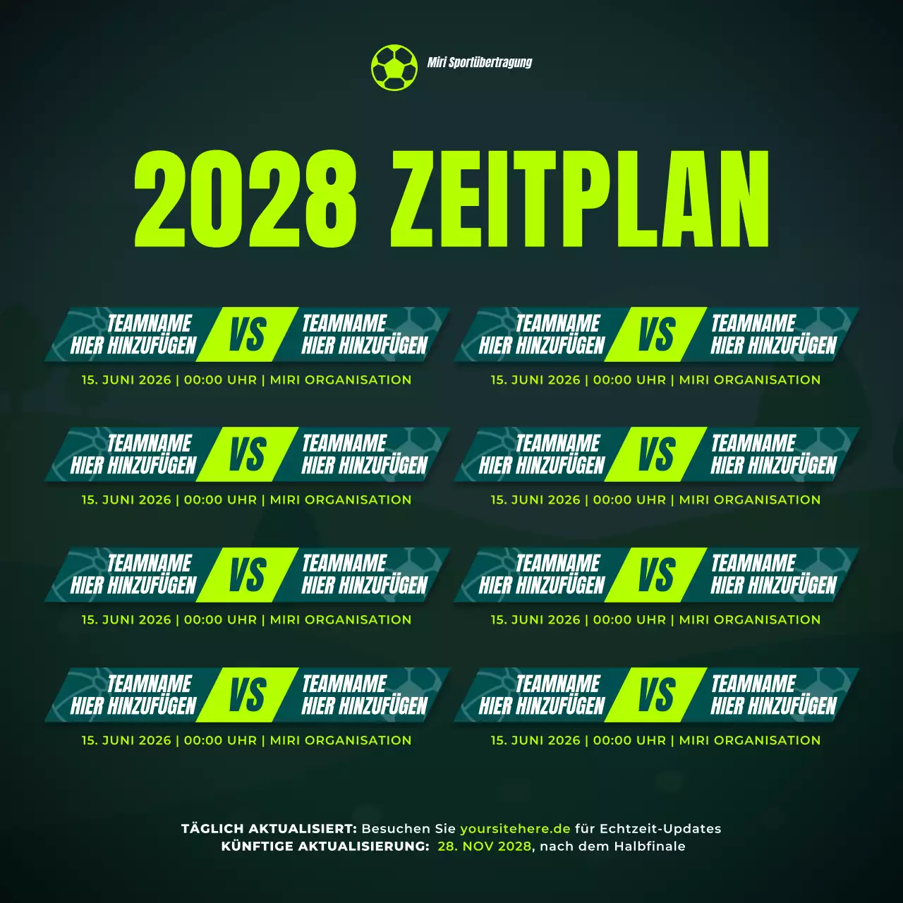 grüner moderner Sportkalender