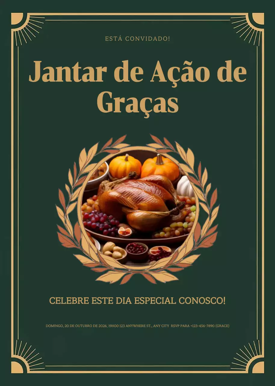 convite verde tradicional de Ação de Graças