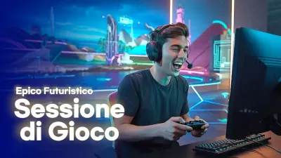 Pubblicità di gioco futuristica blu
