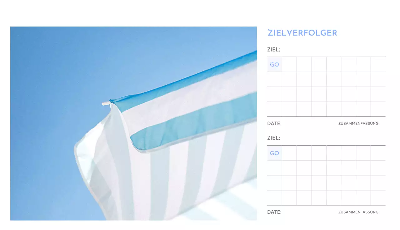 Foto-Zielverfolgungskalender mit einem Hauch von Blau