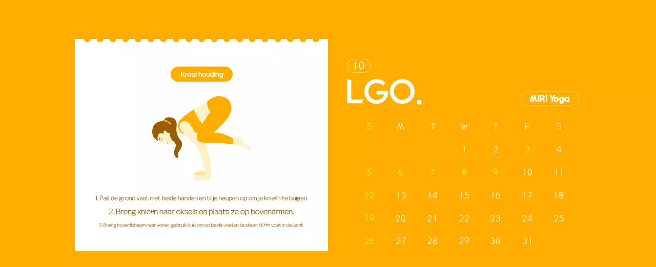 Oranje Minimalistische Yoga Promotiekalender