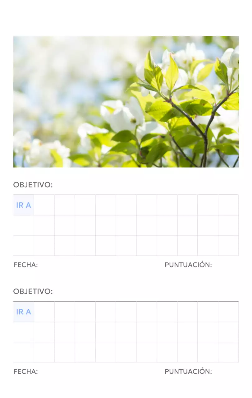 Calendario fotográfico de seguimiento de objetivos con un toque de azul