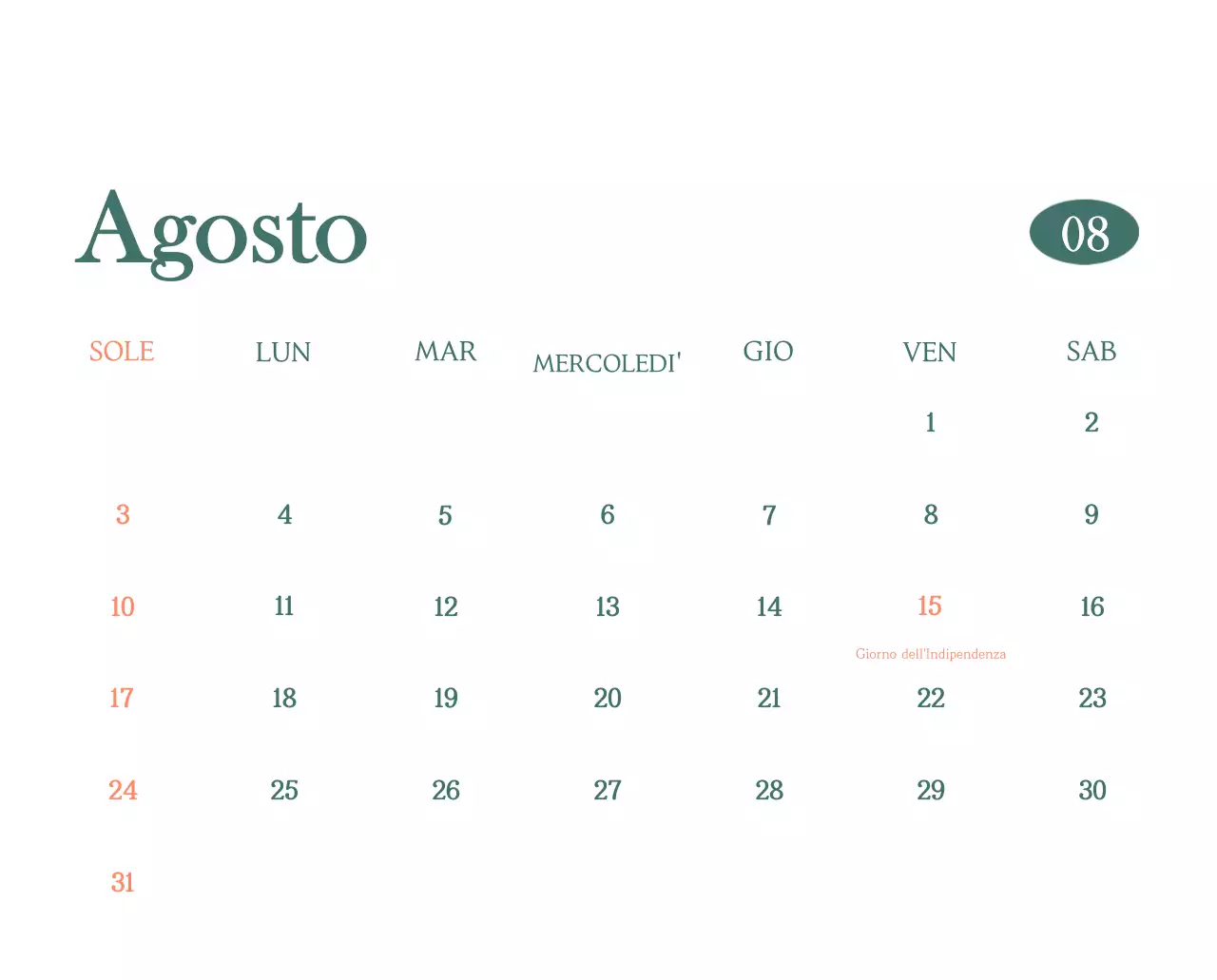 Un moderno calendario dei caffè con i consigli per la bevanda del mese