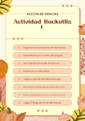 Planificador moderno naranja y beige de actividades de Acción de Gracias