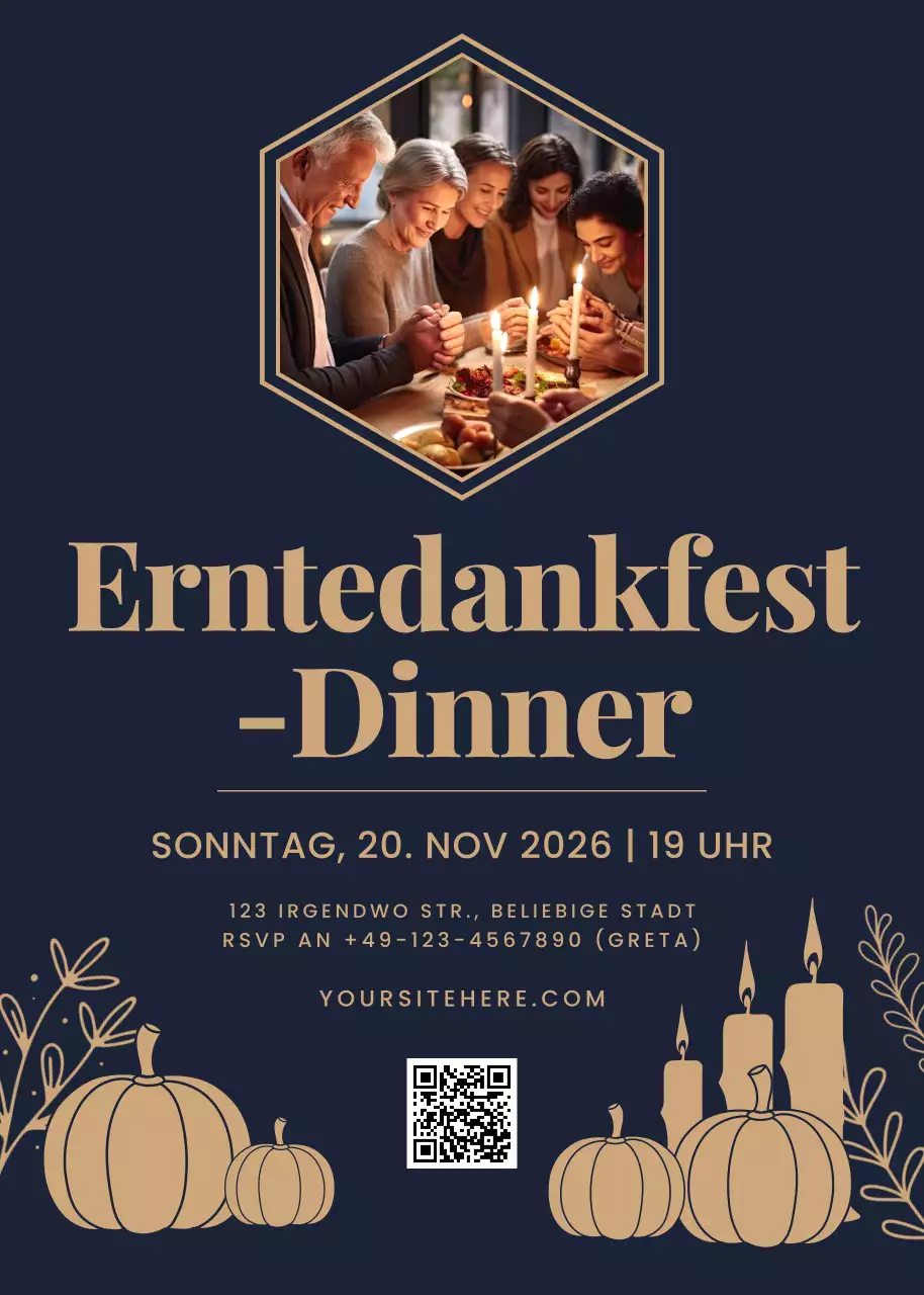 Navy Classic Thanksgiving-Dinner-Einladung