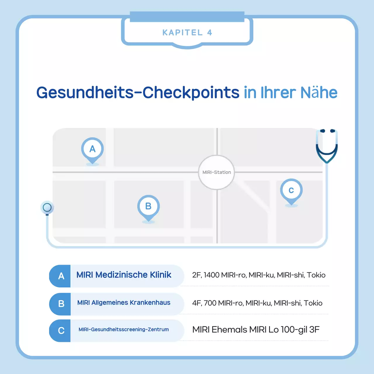 Einfacher Hinweis zur Gesundheitsuntersuchung in hellblau