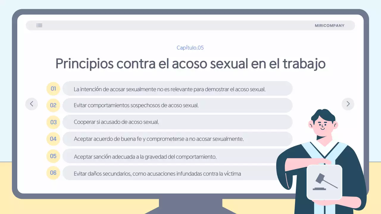 Materiales sencillos y de color azul claro para la formación en prevención del acoso laboral