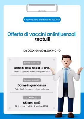 Promuovere la vaccinazione antinfluenzale con un design pulito in blu e azzurro