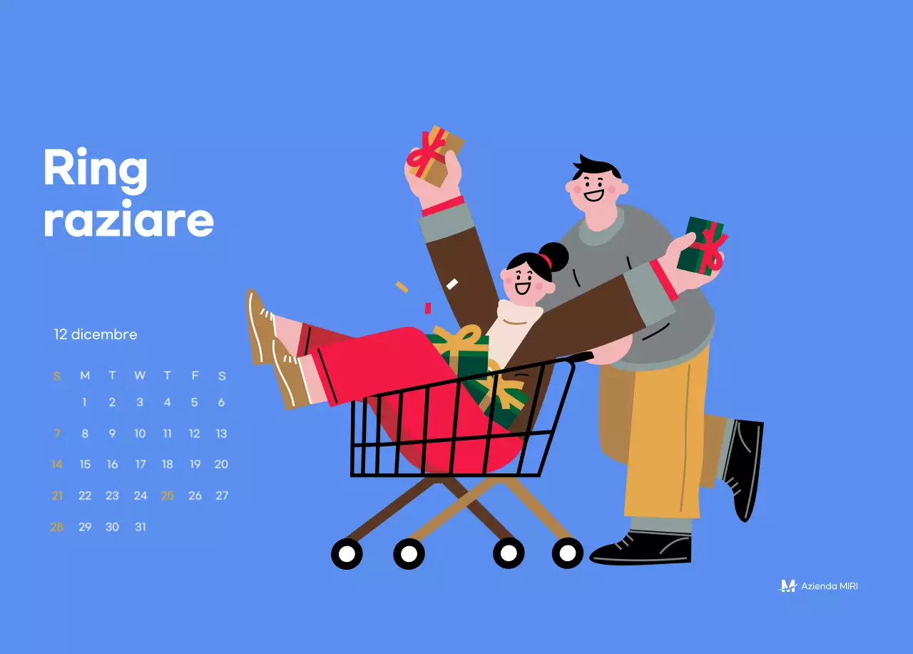 Calendario motivazionale con illustrazioni energetiche e citazioni positive su sfondo azzurro