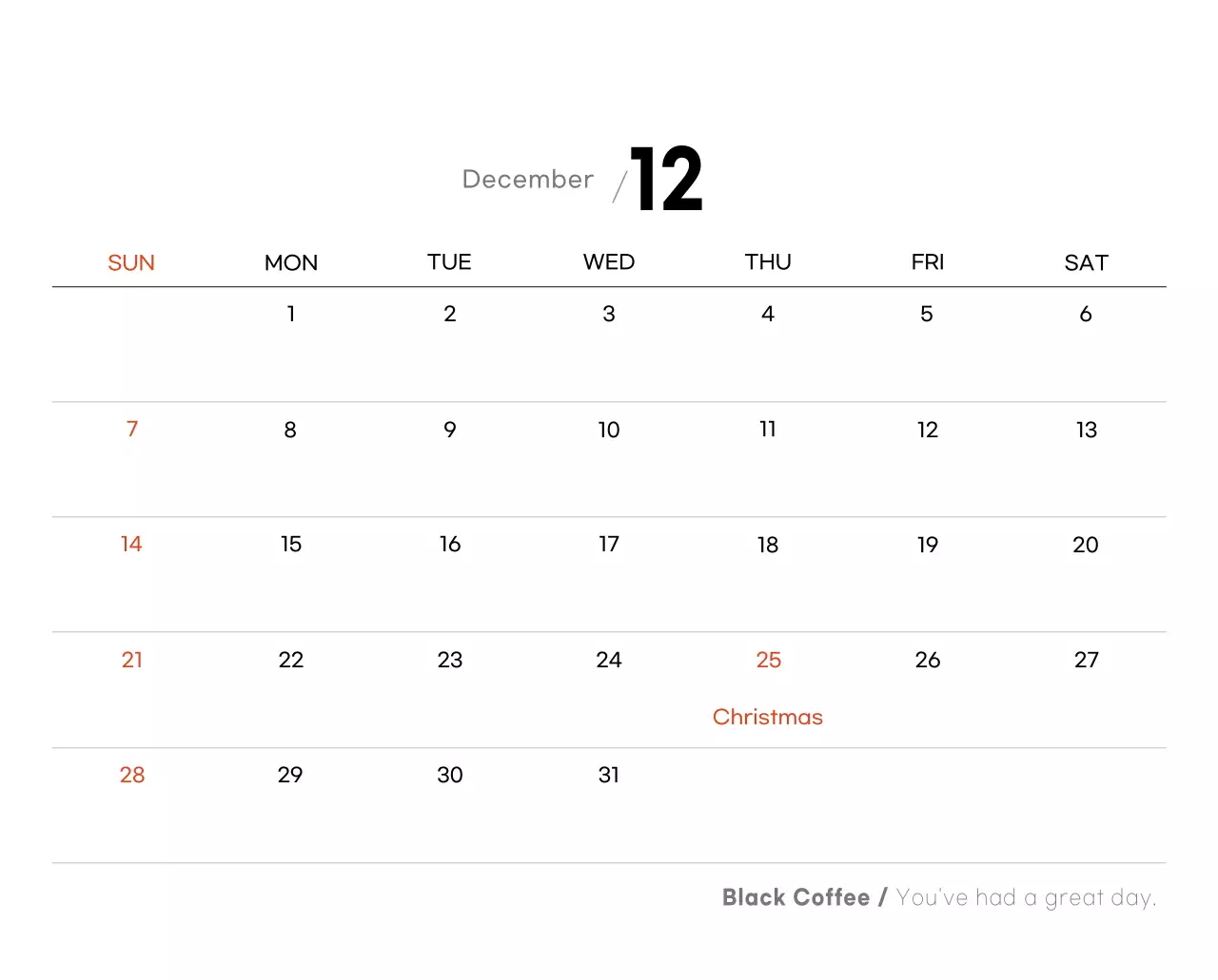 Kalender kopi minimalis berwarna abu-abu