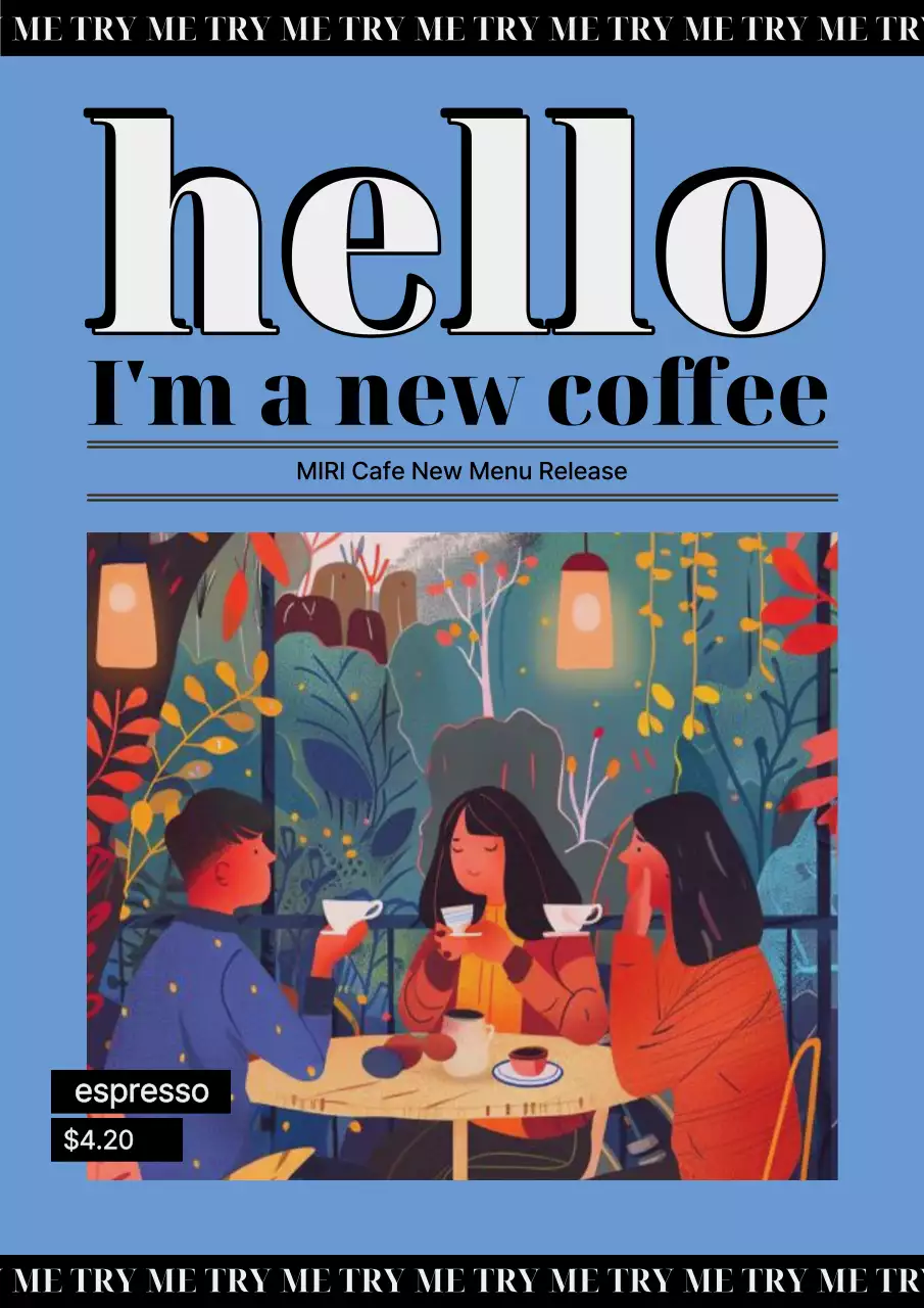 Poster quảng cáo cà phê Blue Trendy