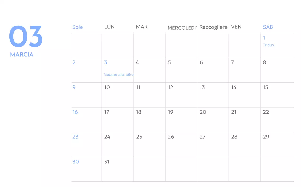 Calendario con foto tracciatore di obiettivi con un tocco di blu