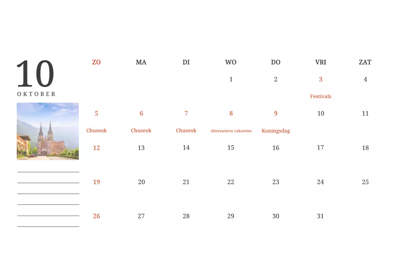 Een fotografische conceptkalender met kerken in landschapsschilderijen