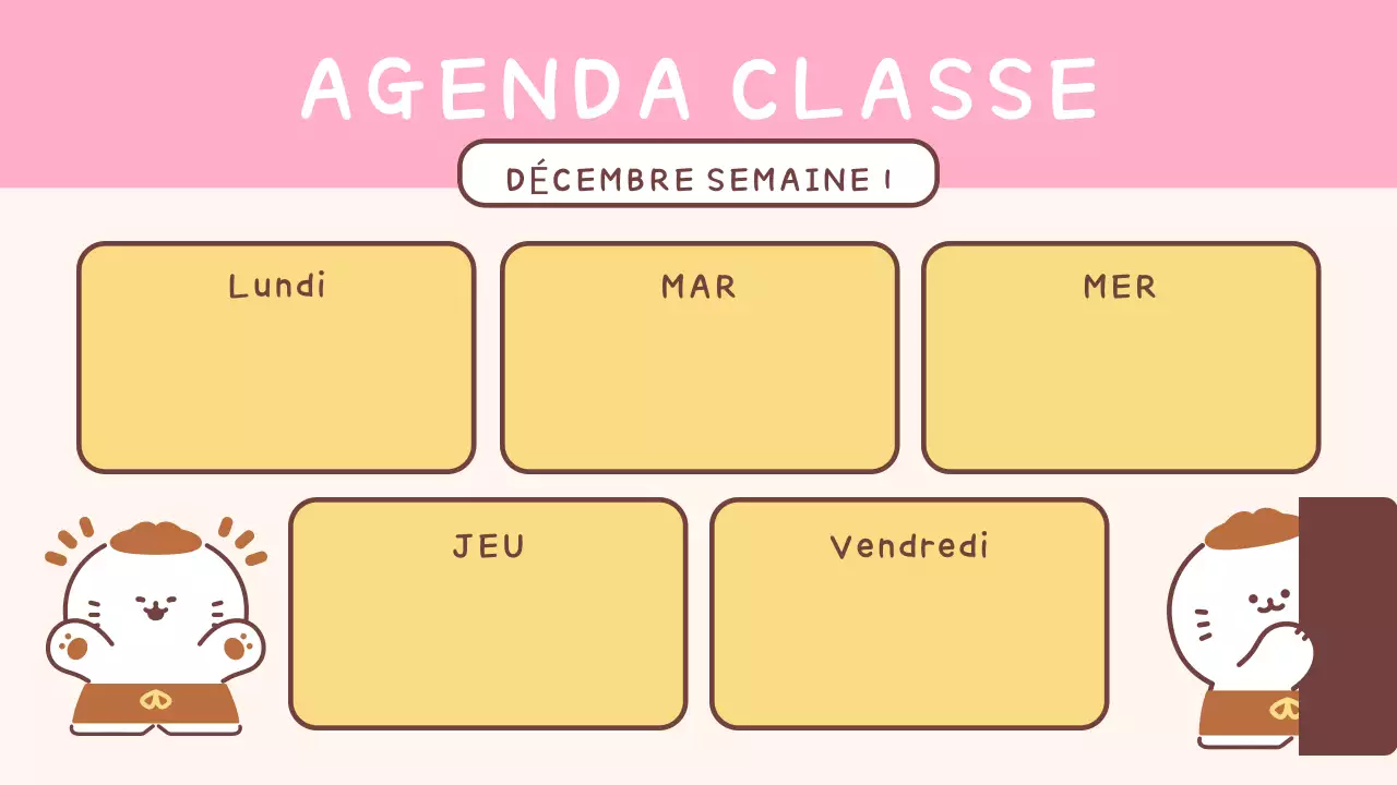 Agenda jaune simple pour l'école