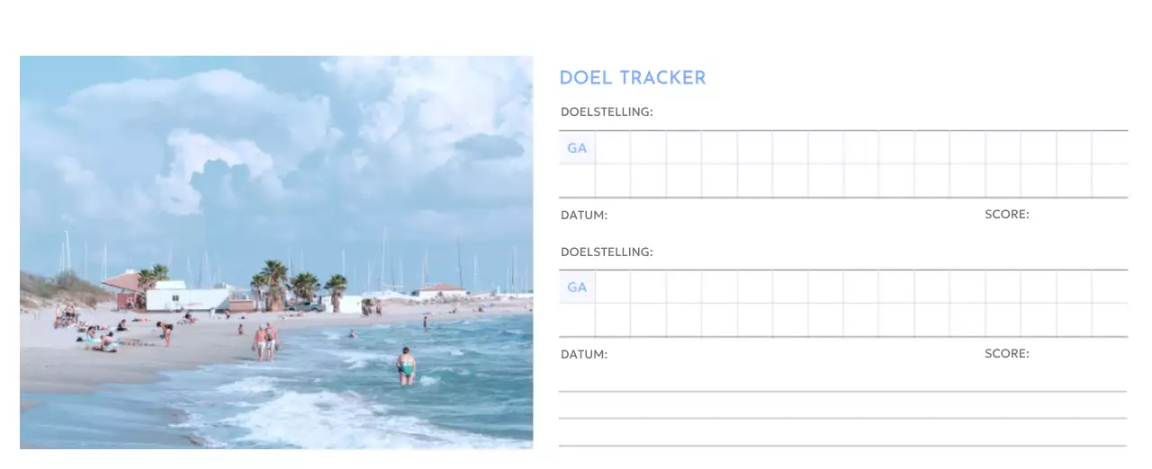 Photo goal tracker kalender met een vleugje blauw