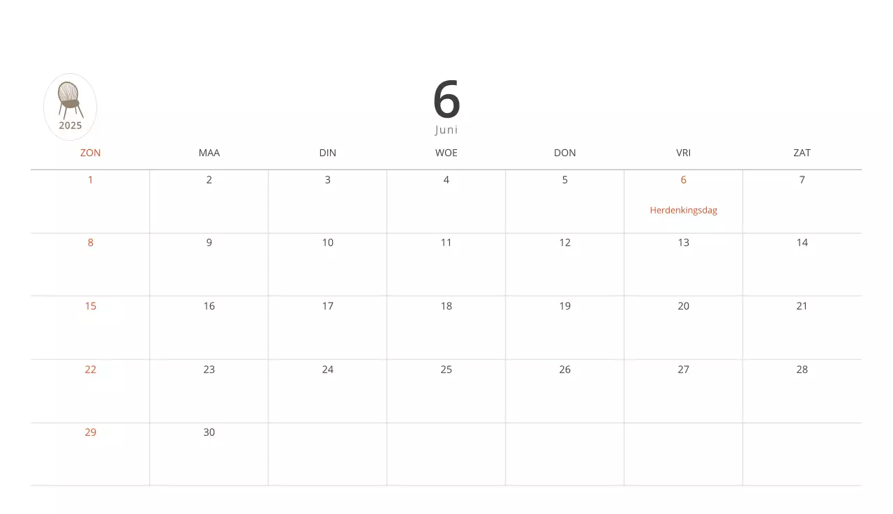 Beige minimalistische interieurkalender