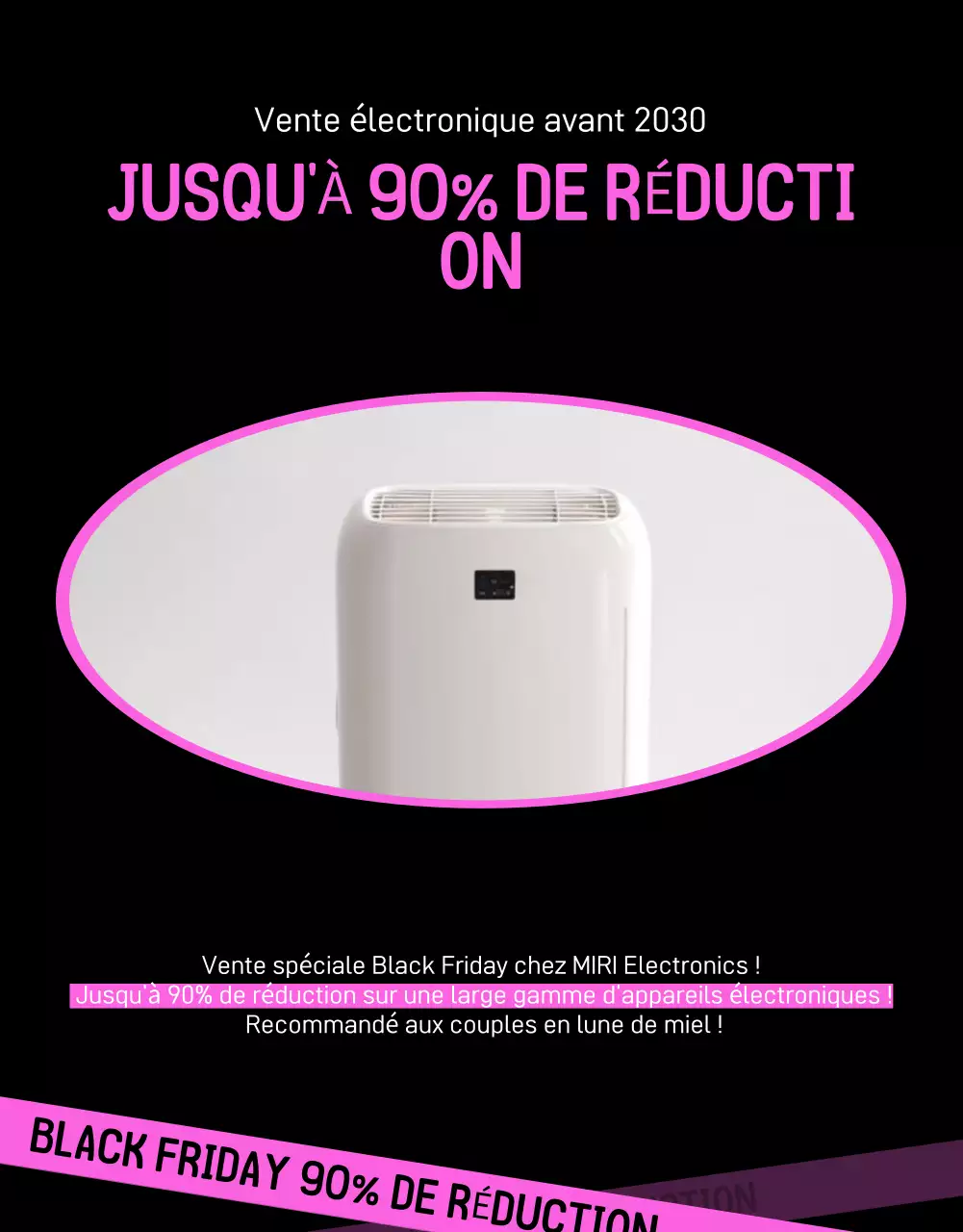 Publicité kitsch pour les soldes du vendredi noir en noir et rose vif
