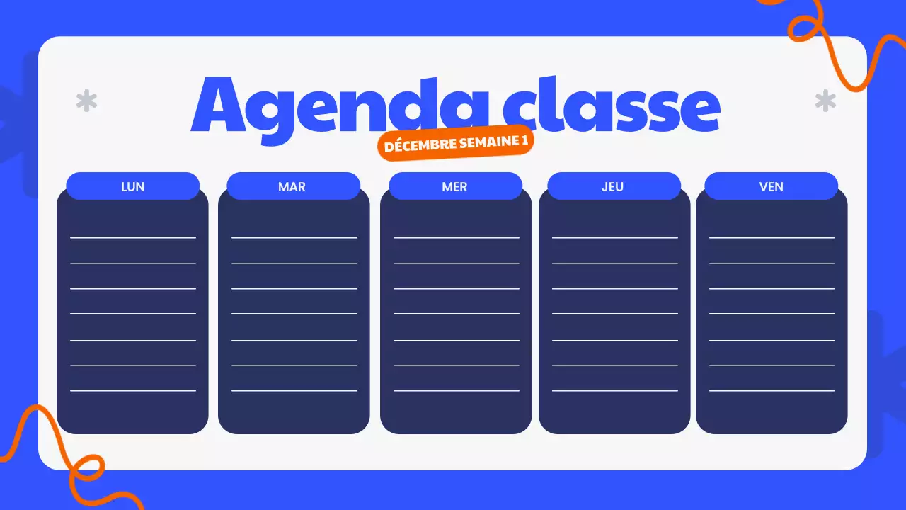 Planificateur d'agenda de classe moderne bleu Présentation