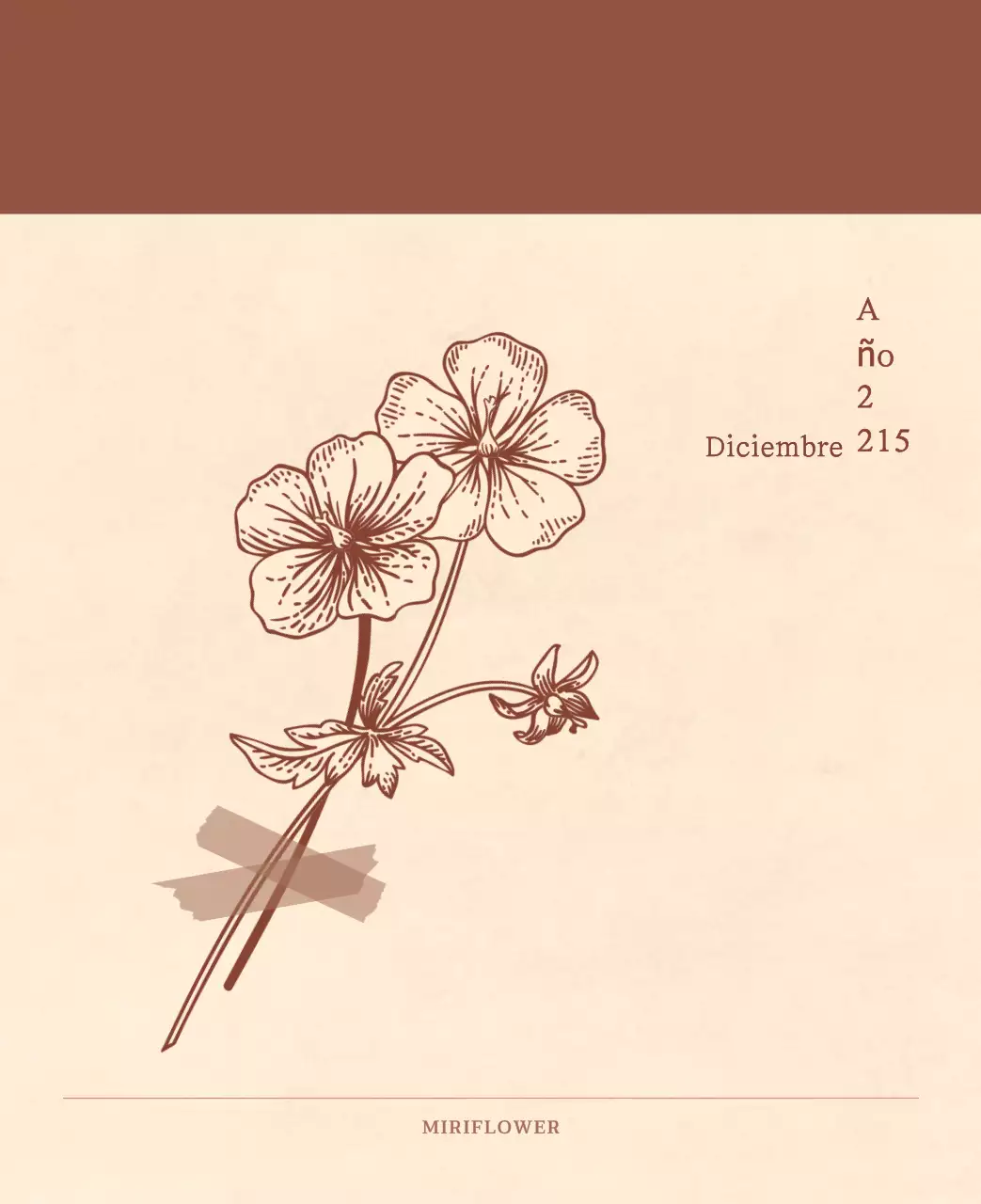 Un calendario sentimental de floristería en papel de lana marrón claro y marrón concepto