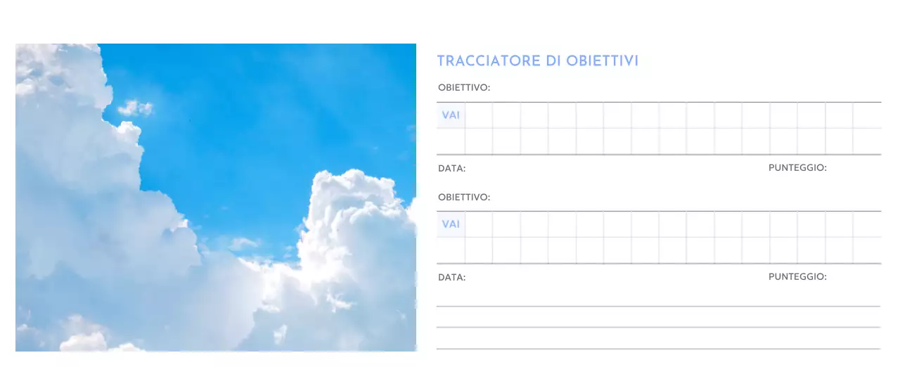 Calendario con foto tracciatore di obiettivi con un tocco di blu
