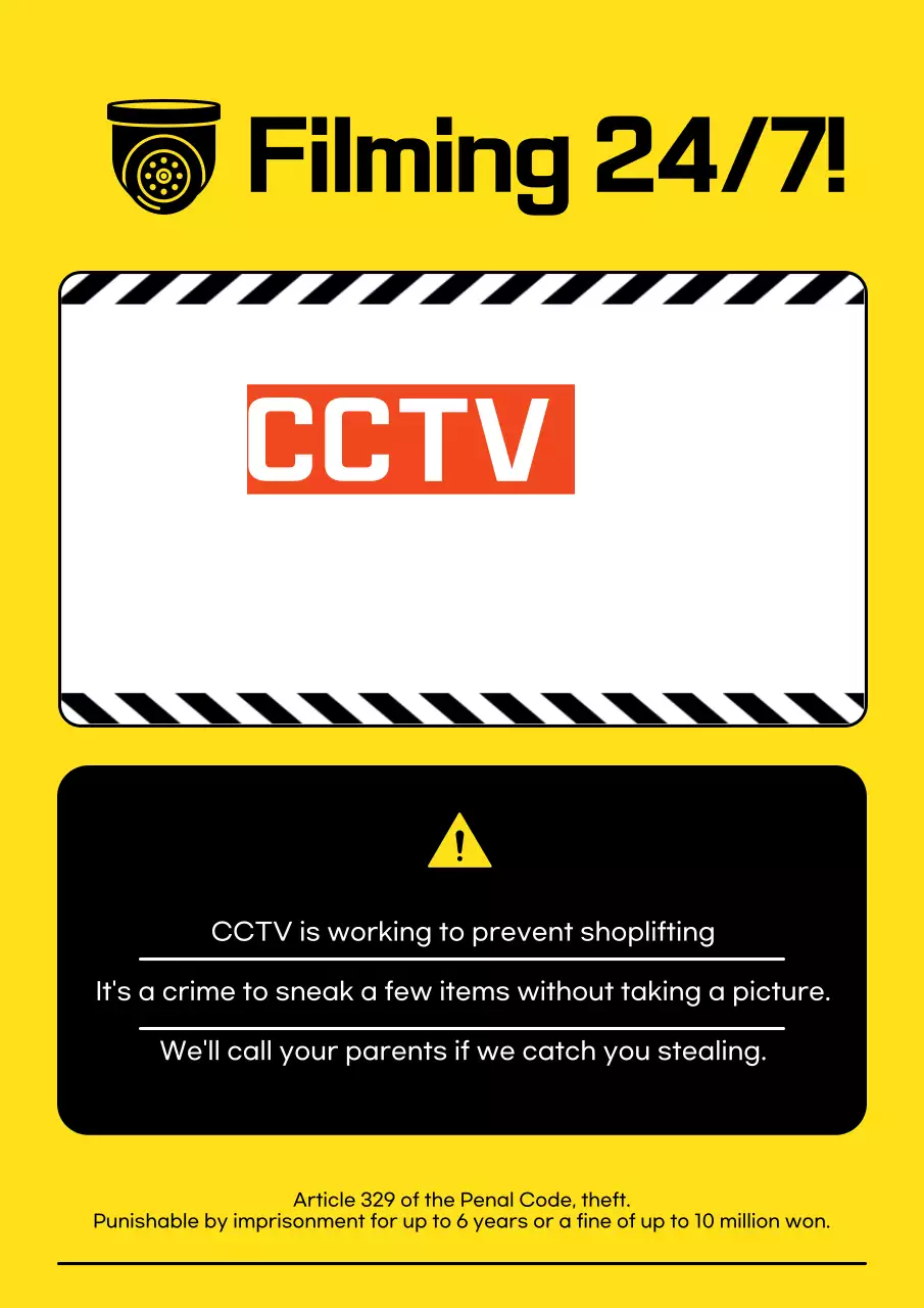 Poster thông báo CCTV tối giản màu vàng