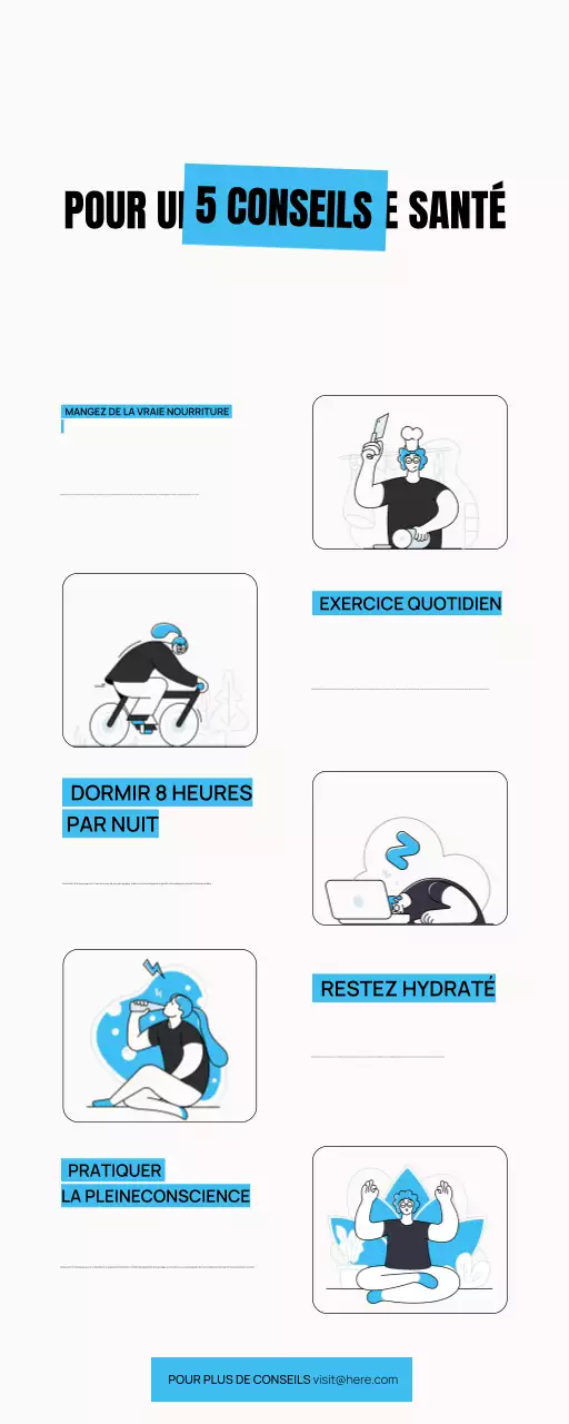 5 CONSEILS POUR UNE MEILLEURE SANTÉ ILLUSTRATION FUN BOLD SIMPLE INFOGRAPHIC