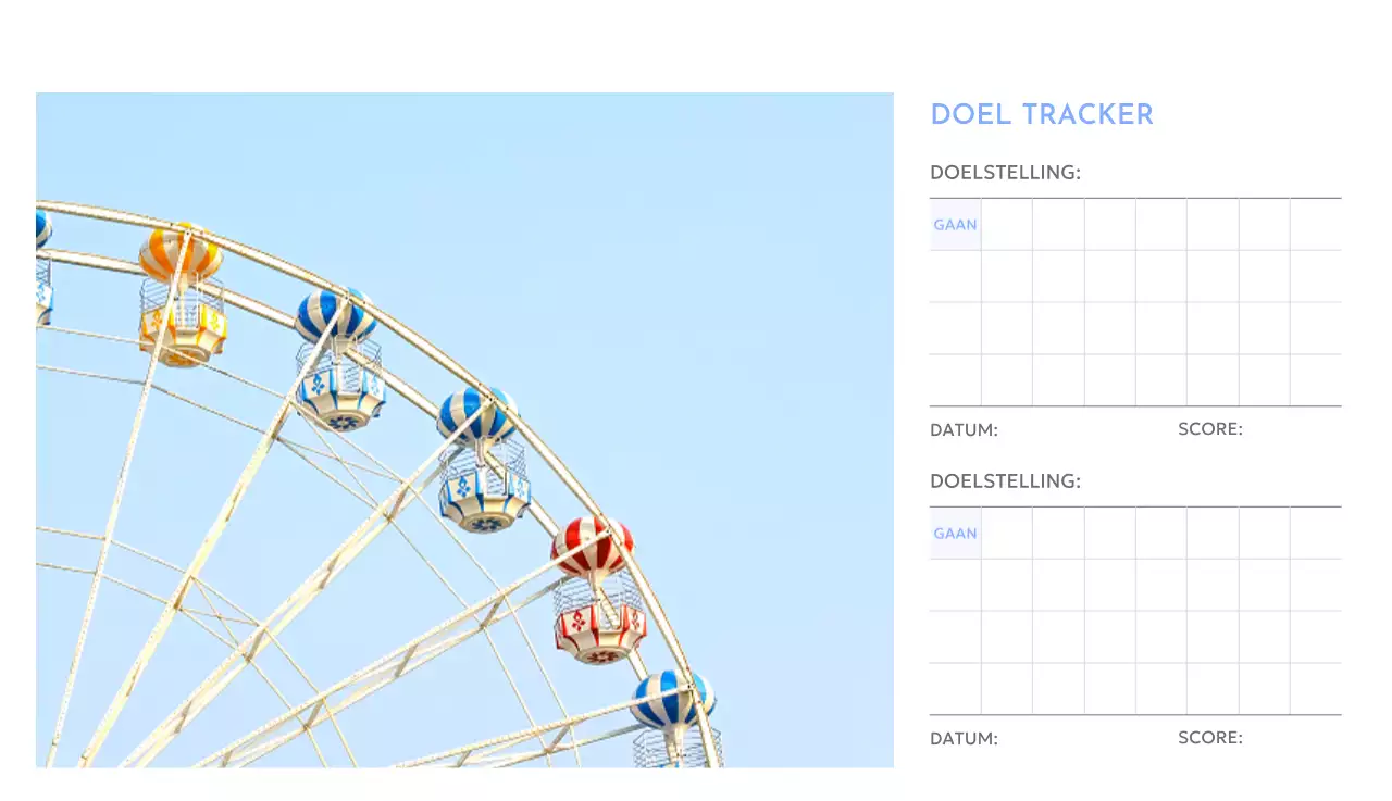Photo goal tracker kalender met een vleugje blauw