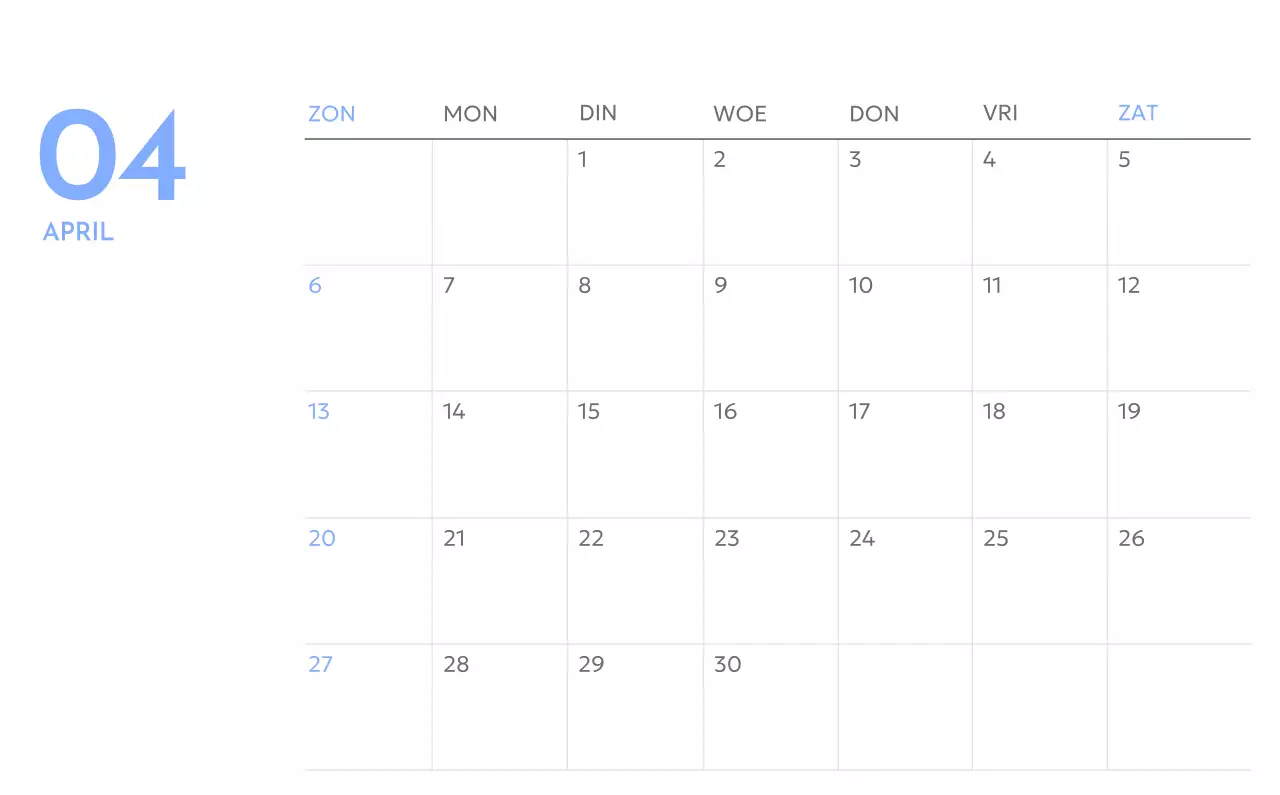 Photo goal tracker kalender met een vleugje blauw