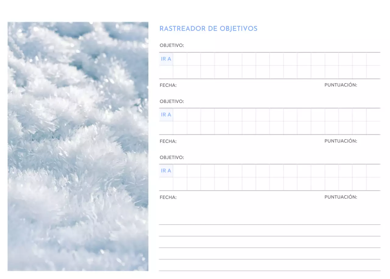 Calendario fotográfico de seguimiento de objetivos con un toque de azul