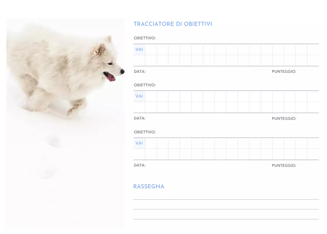 Calendario con foto tracciatore di obiettivi con un tocco di blu