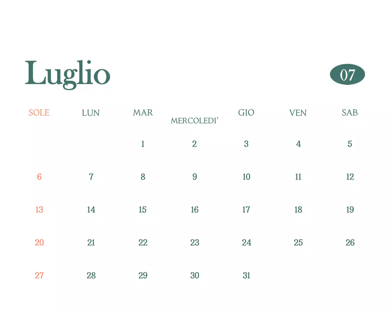 Un moderno calendario dei caffè con i consigli per la bevanda del mese