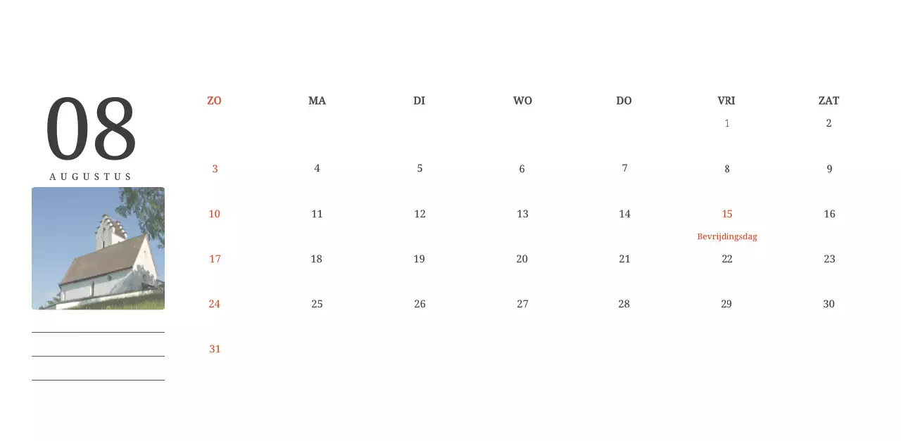 Een fotografische conceptkalender met kerken in landschapsschilderijen