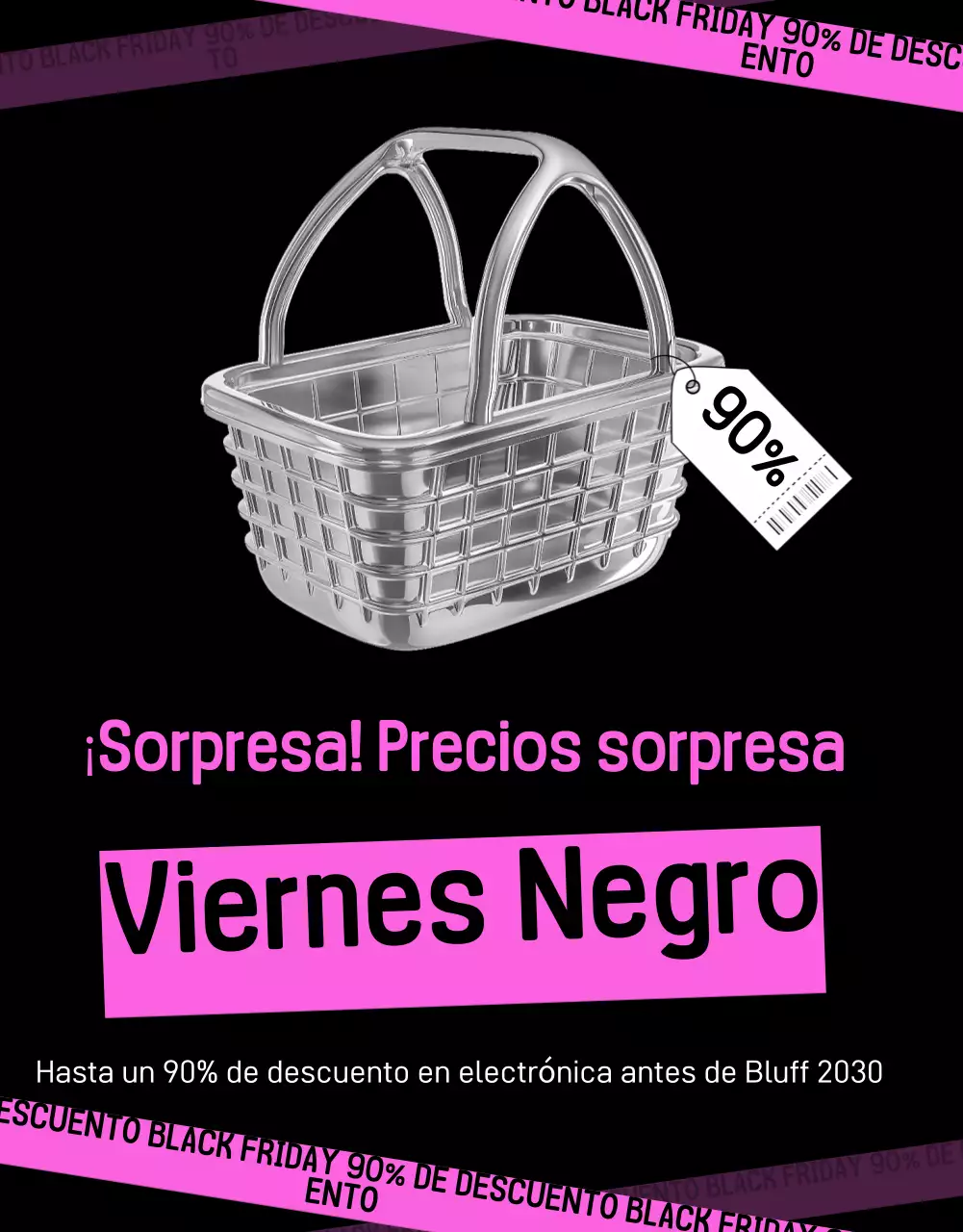 Kitschy Black Friday venta evento anuncio en negro y rosa caliente