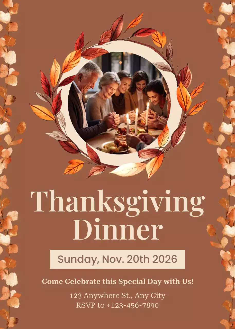 Brown Traditional Thanksgiving Invitation Poster