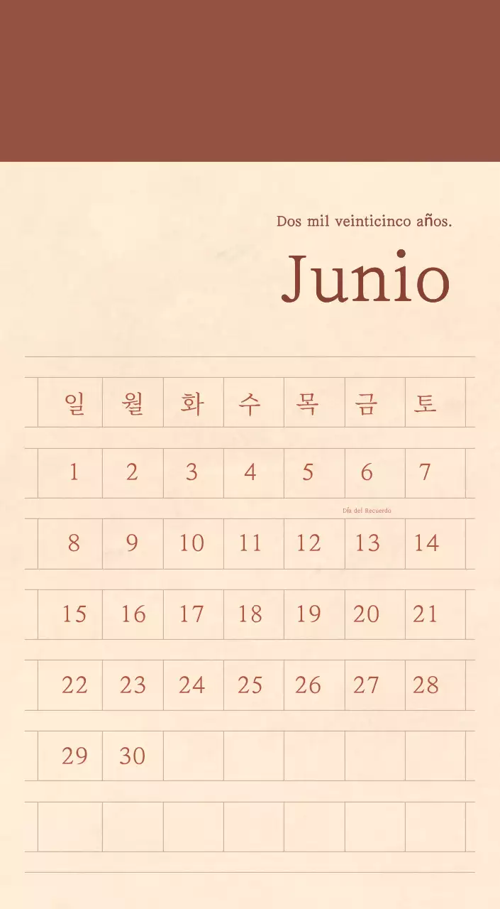 Un calendario sentimental de floristería en papel de lana marrón claro y marrón concepto