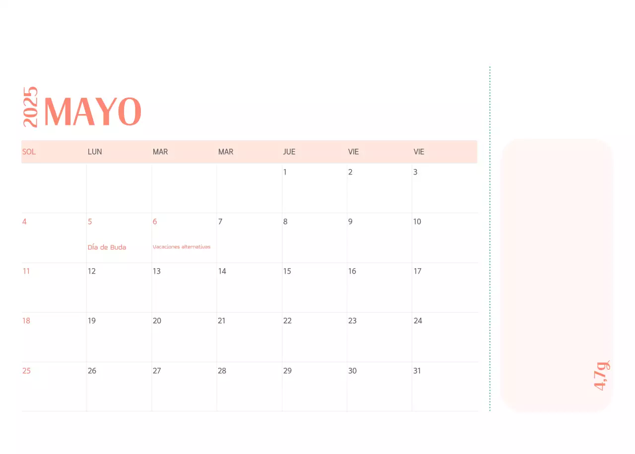 Calendario hospitalario en marco de fotos verde