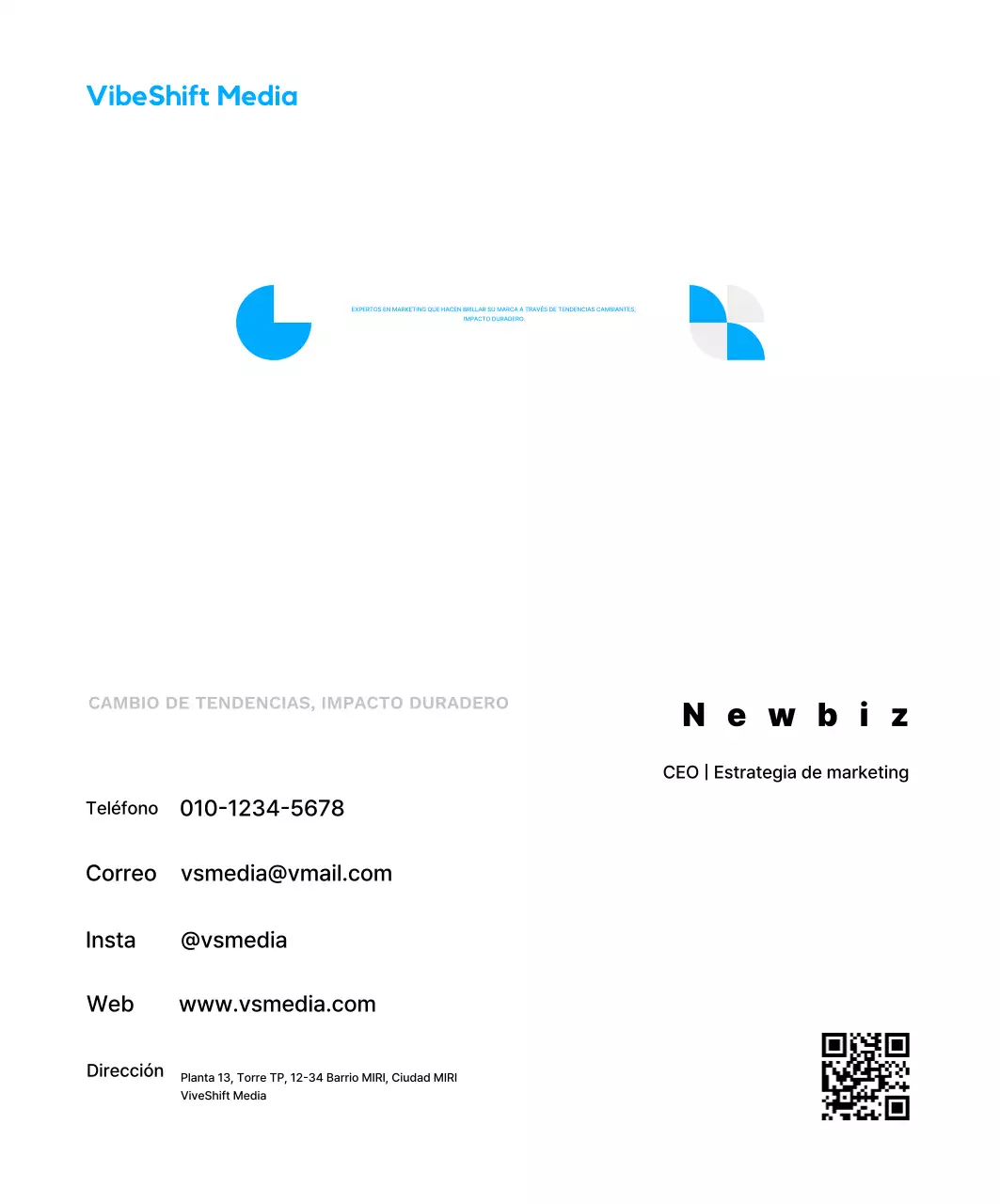 Tarjeta de visita promocional de marketing geométrico azul