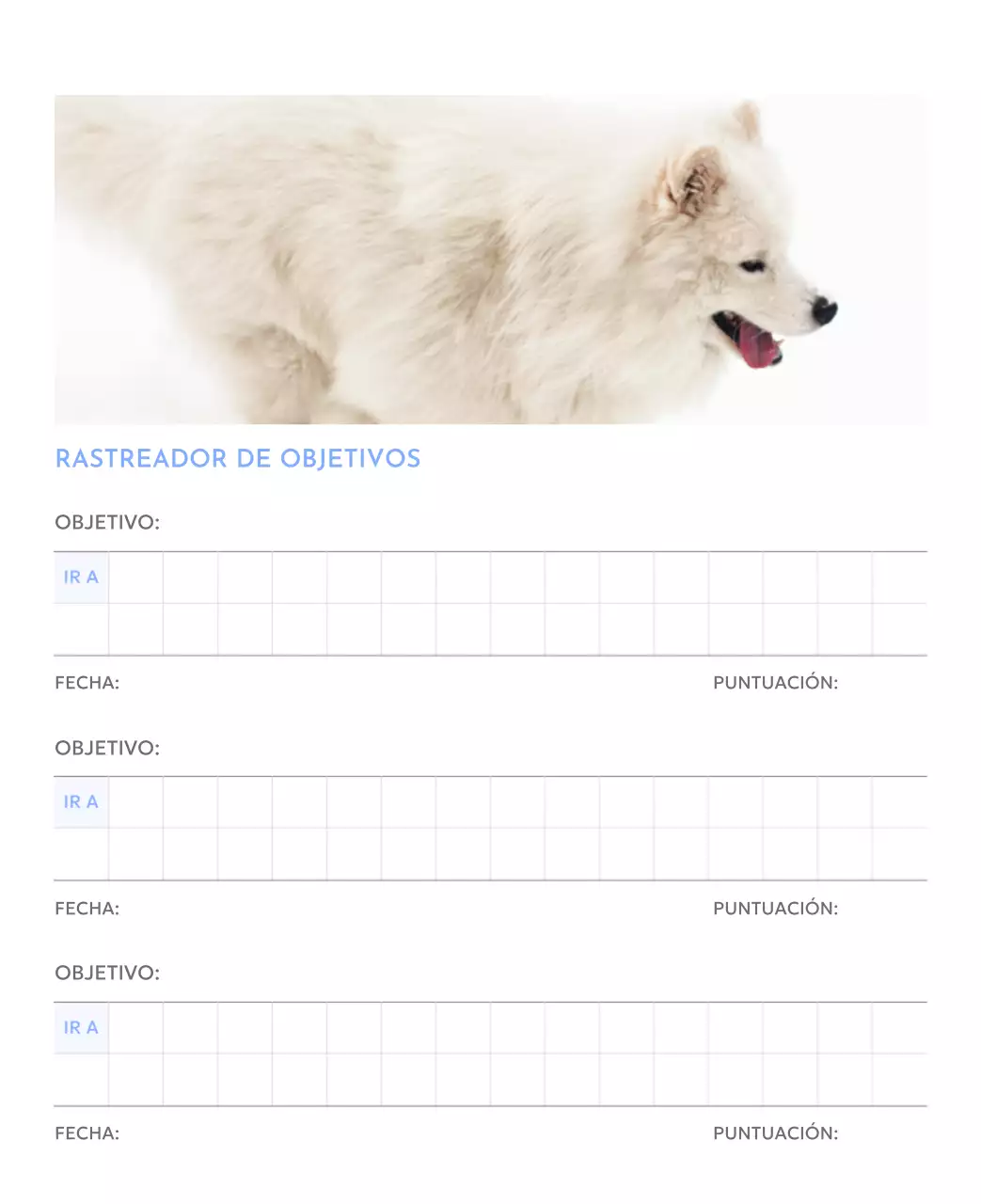 Calendario fotográfico de seguimiento de objetivos con un toque de azul