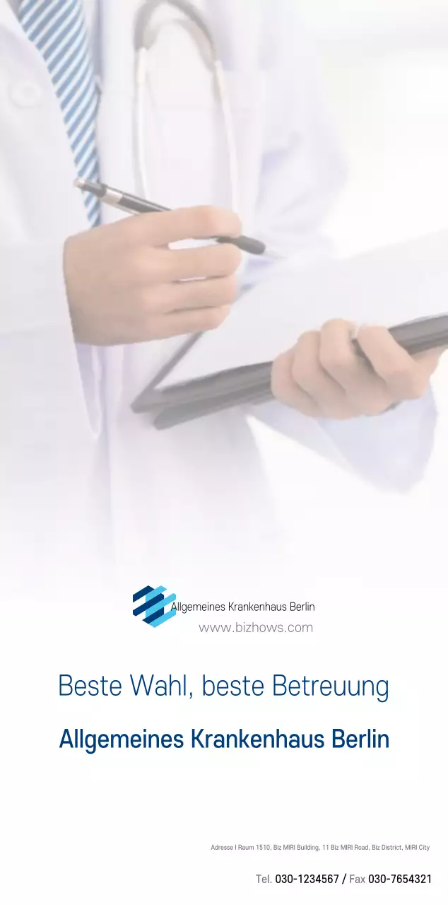 Marineblauer einfacher Krankenhaus-Werbekalender