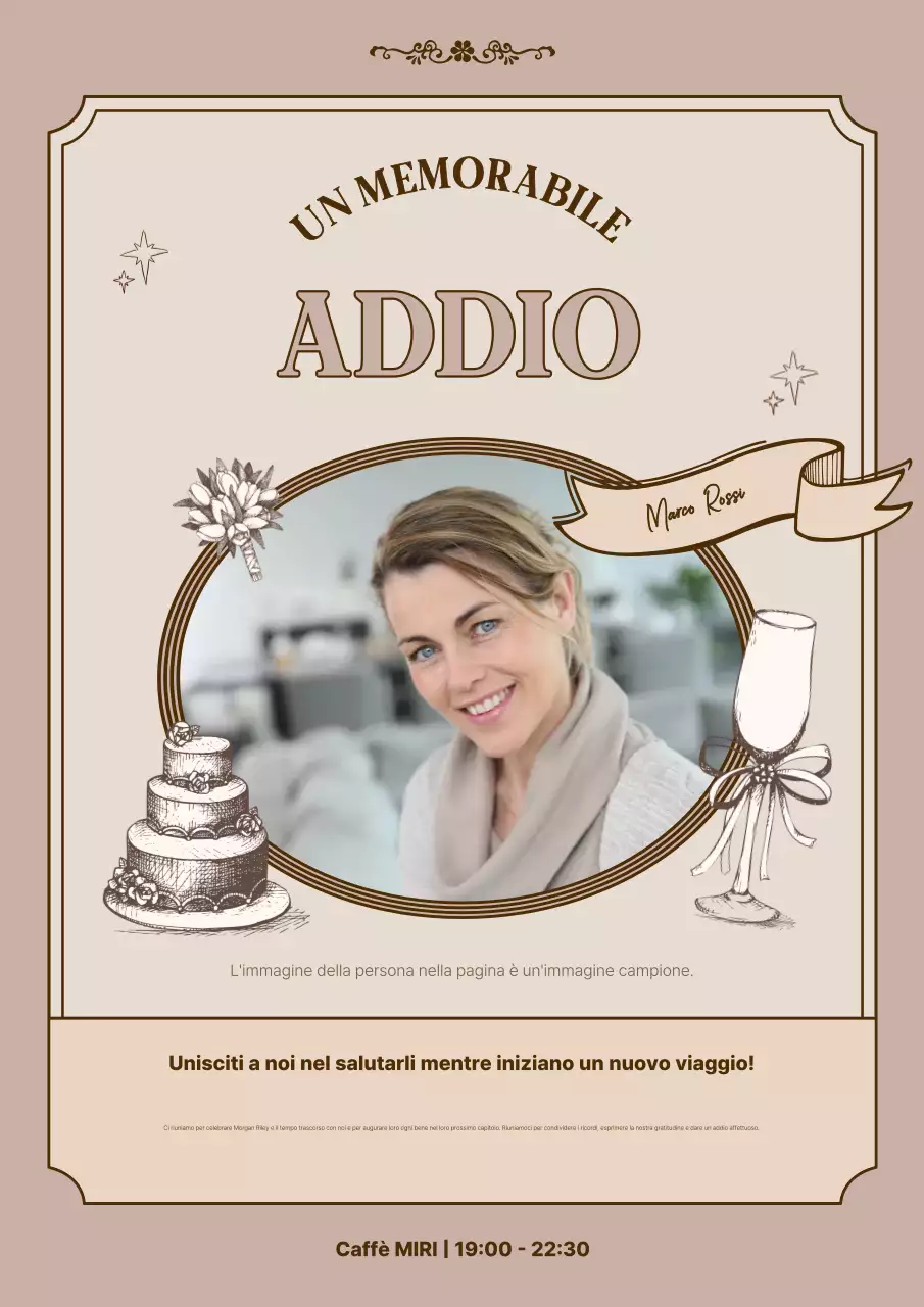 invito di addio elegante beige