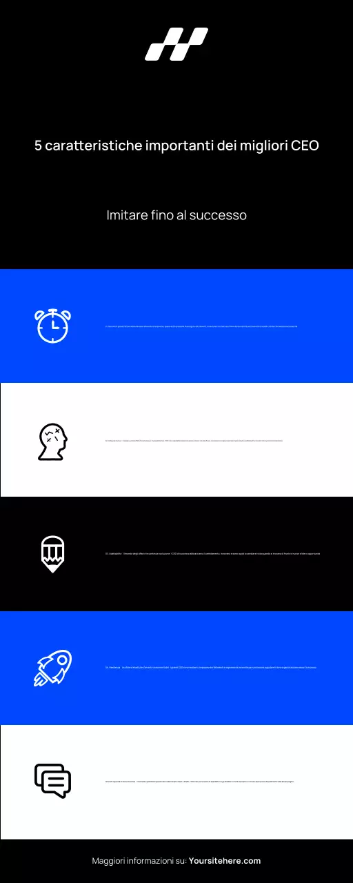 CLEAN MINIMAL TOP 5 CARATTERISTICHE CEO CORPORATE BUSINESS INFOGRAFICA