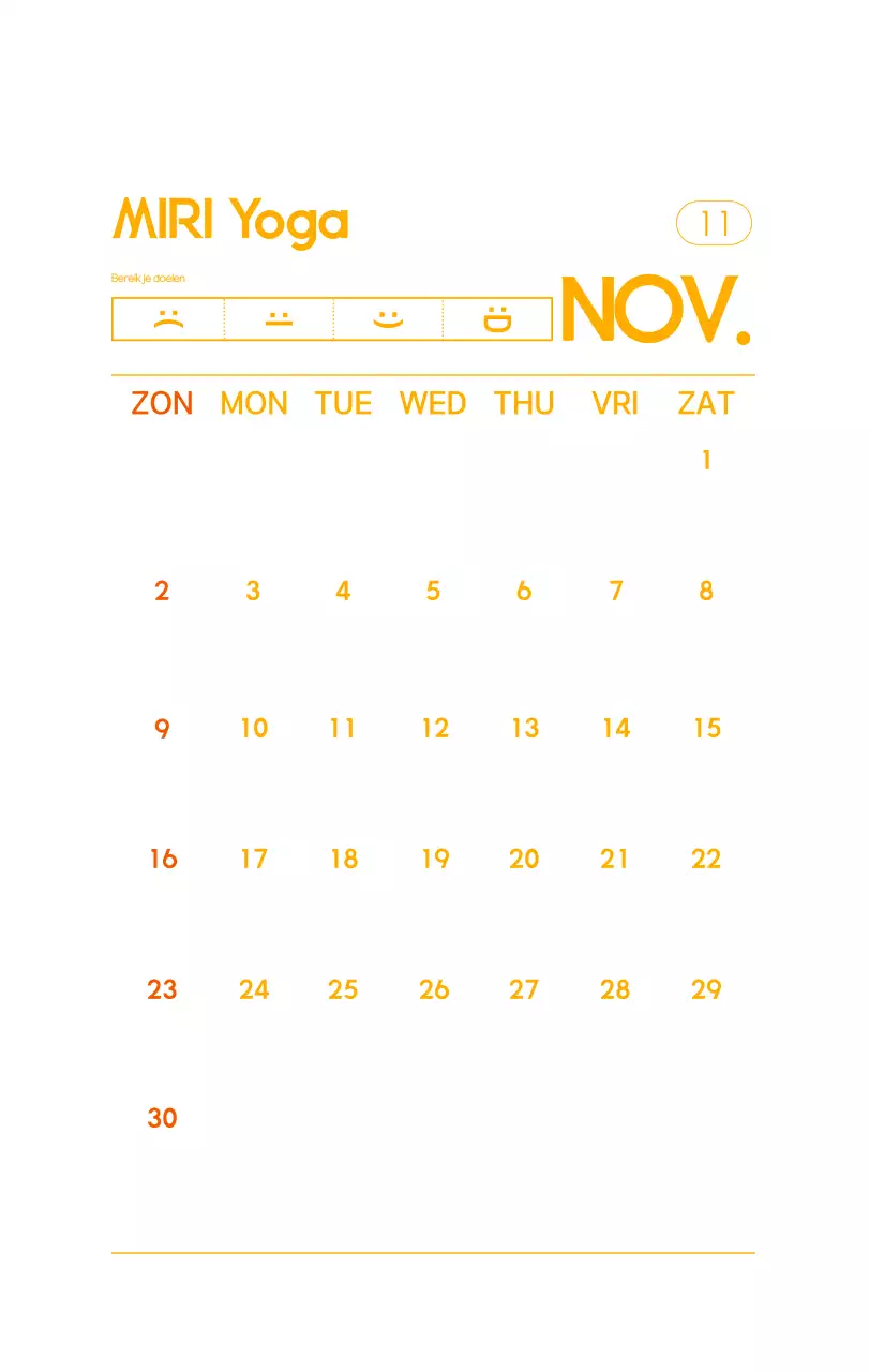 Oranje Minimalistische Yoga Promotiekalender