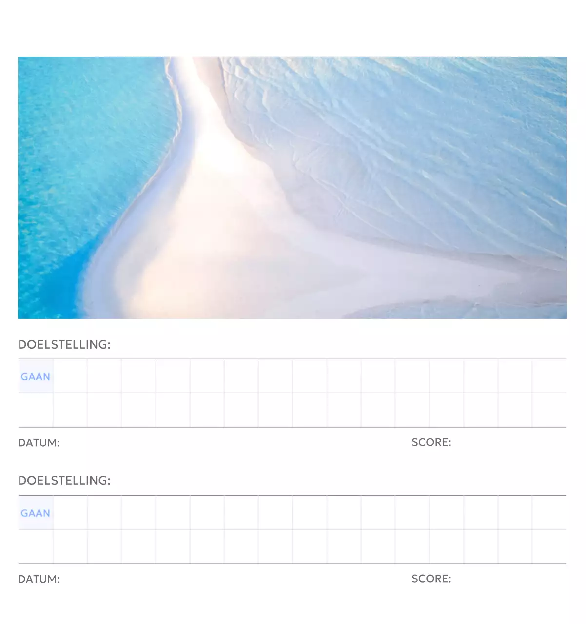 Photo goal tracker kalender met een vleugje blauw