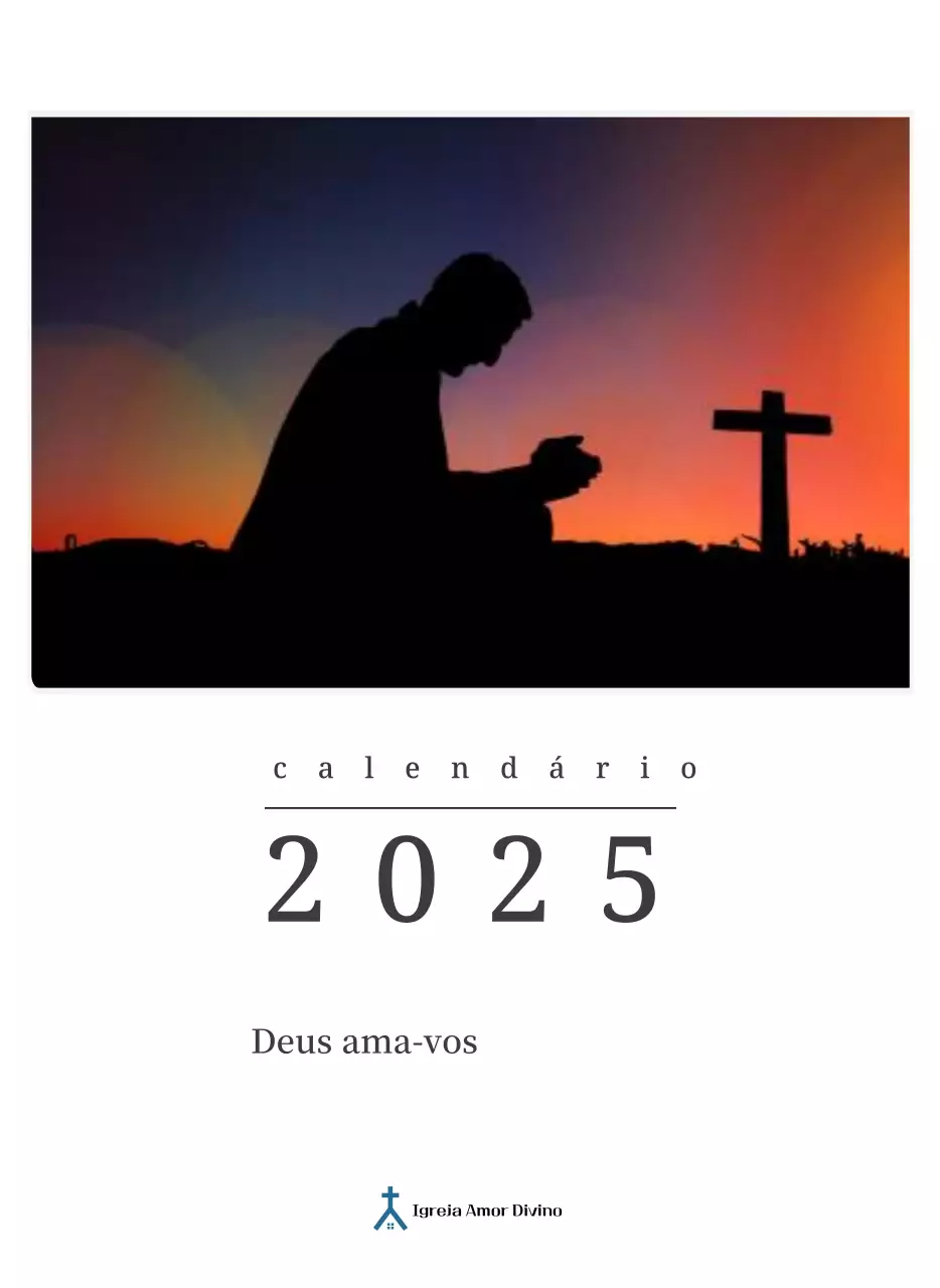 Um calendário concetual fotográfico que apresenta igrejas em pinturas de paisagens