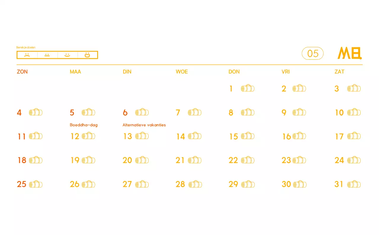 Oranje Minimalistische Yoga Promotiekalender