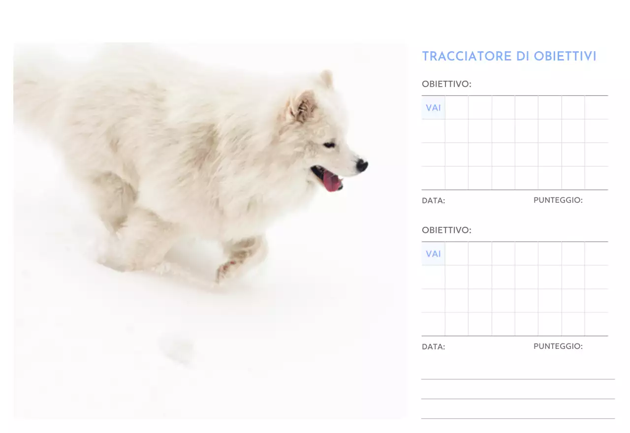 Calendario con foto tracciatore di obiettivi con un tocco di blu