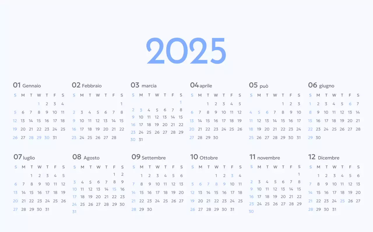 Calendario con foto tracciatore di obiettivi con un tocco di blu