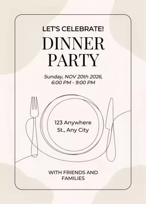Beige Minimalist Dinner Invitation Poster